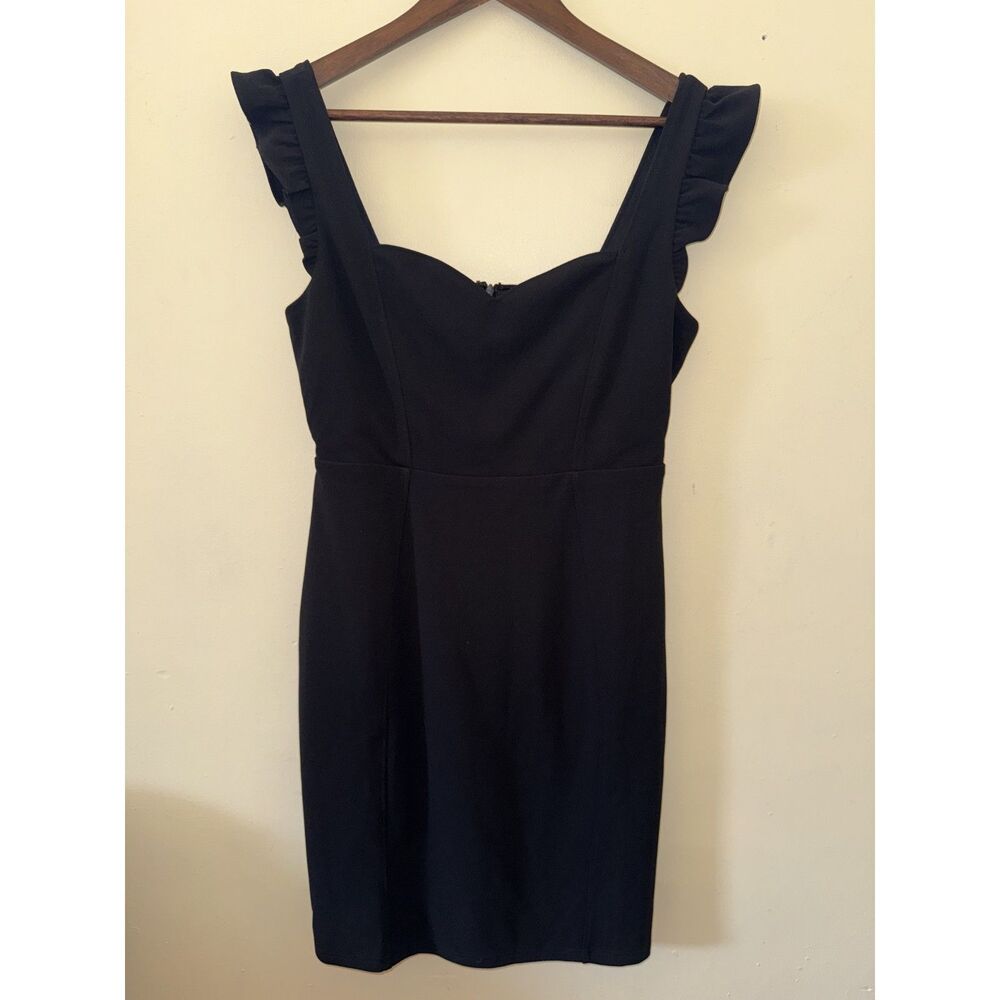 Lulus Miriam Black Ruffle Strap Sweetheart Bodycon Mini Dress Size M